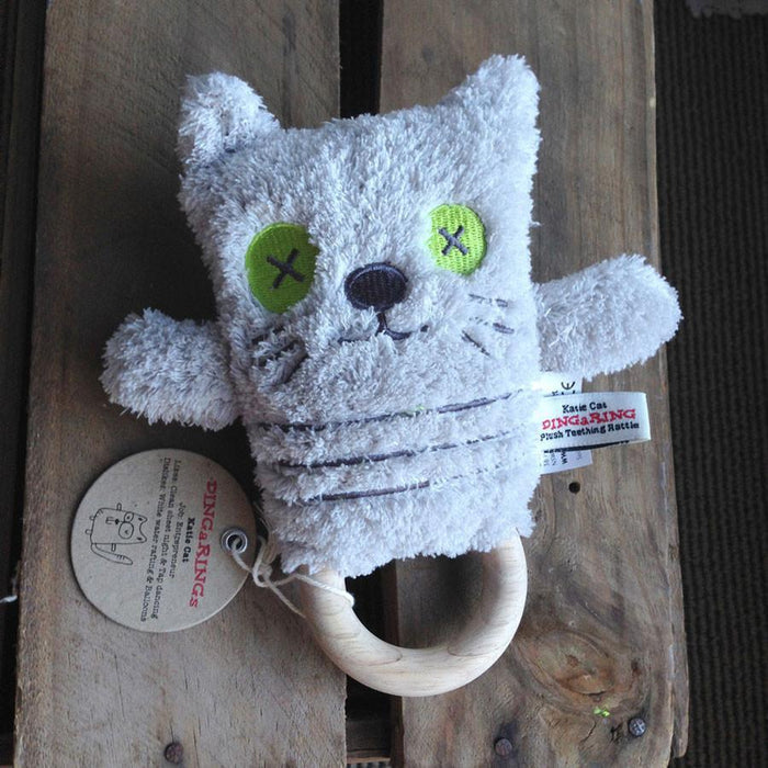 O.B Designs Ding A Ring Teether Rattle - Katie Cat | Koop.co.nz
