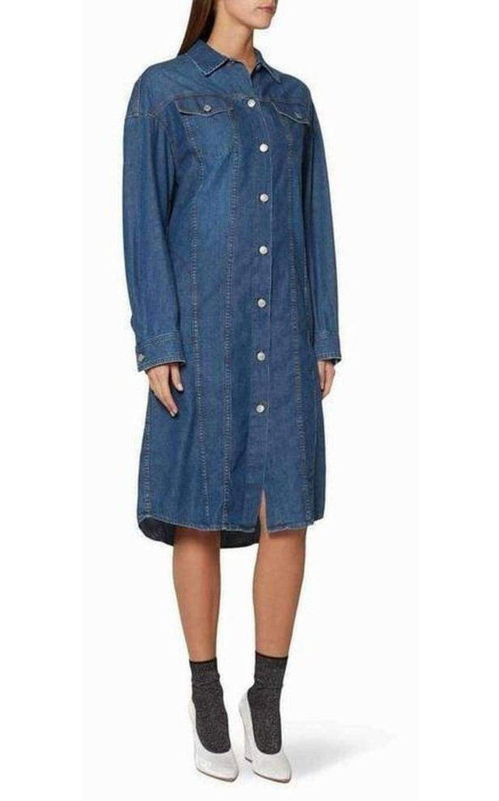 Dries Van Noten Doralie Blue Denim Shirt Dress - Runway Catalog