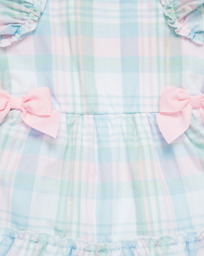Dress with Diaper Cover in Blue Plaid