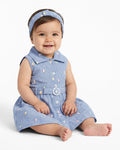 Dress with Headband in Blue Chambray