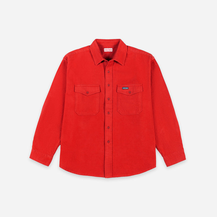 Dubbleware Notched Pocket Flannel Shirt - Bright Brick