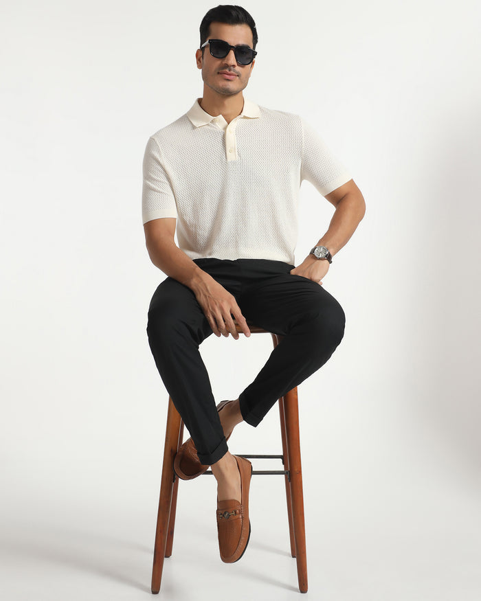 Ease Fit Formal Black Solid Trouser - Malone
