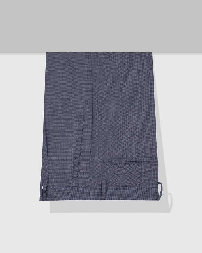 Ease Fit Formal Blue Textured Trouser - Cuba