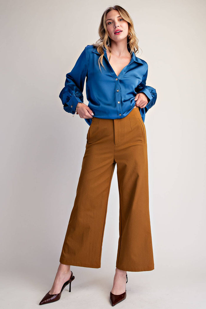 Elegance High-Waist Wide-Leg Ankle Trousers