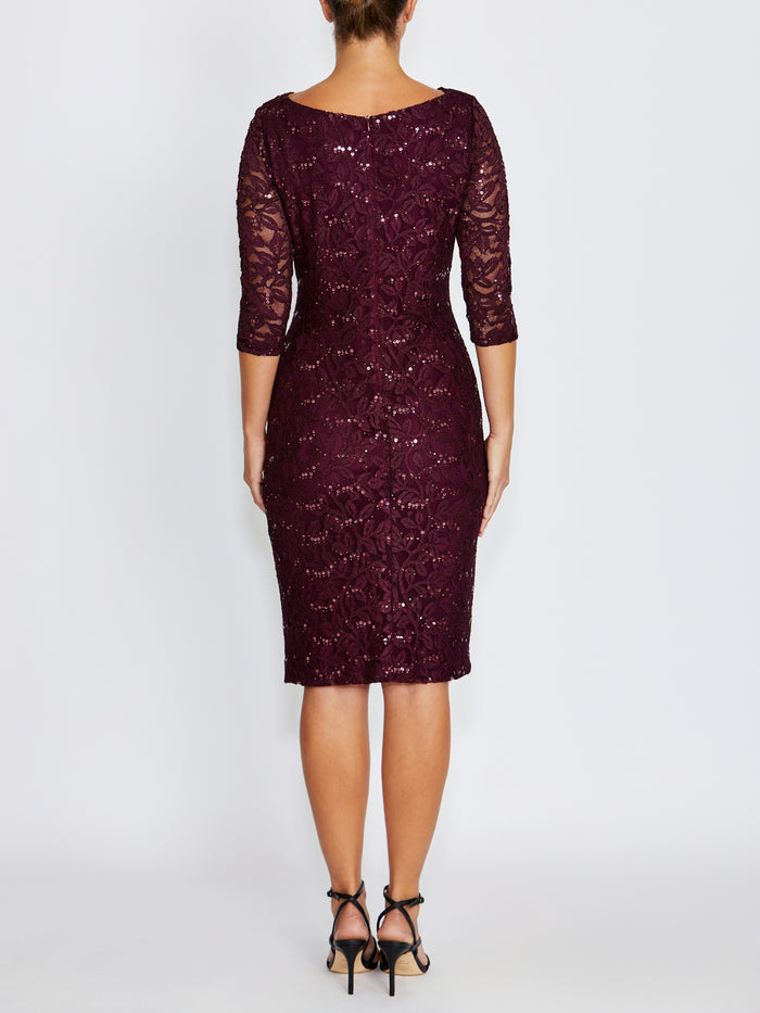 Elisa Wine Cowl Neck Dress