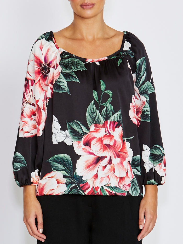 Ena Floral Satin Blouse