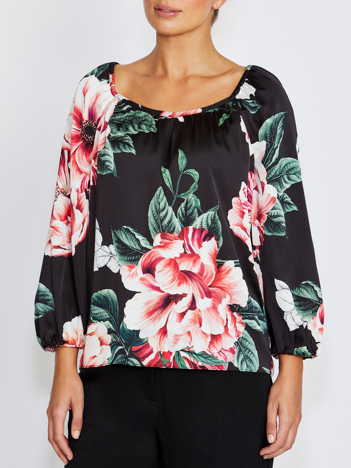 Ena Floral Satin Blouse