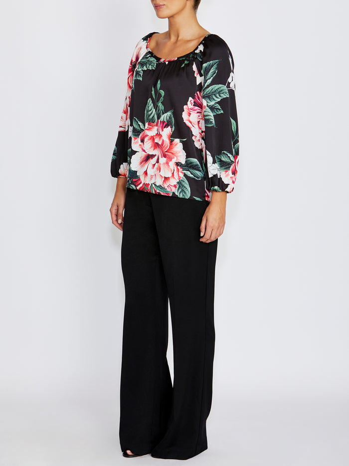 Ena Floral Satin Blouse