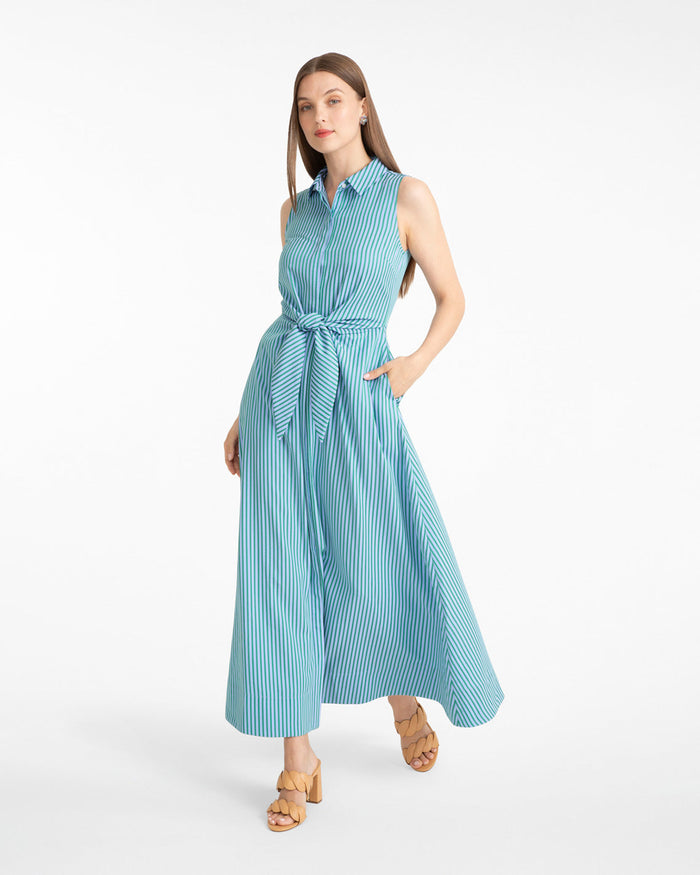 Evangeline Dress in Seersucker Stripe