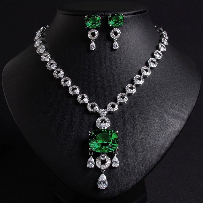 Exaggerated Unique Silver Crystal Bridal Jewelry Set JW037 Sheer Fairy