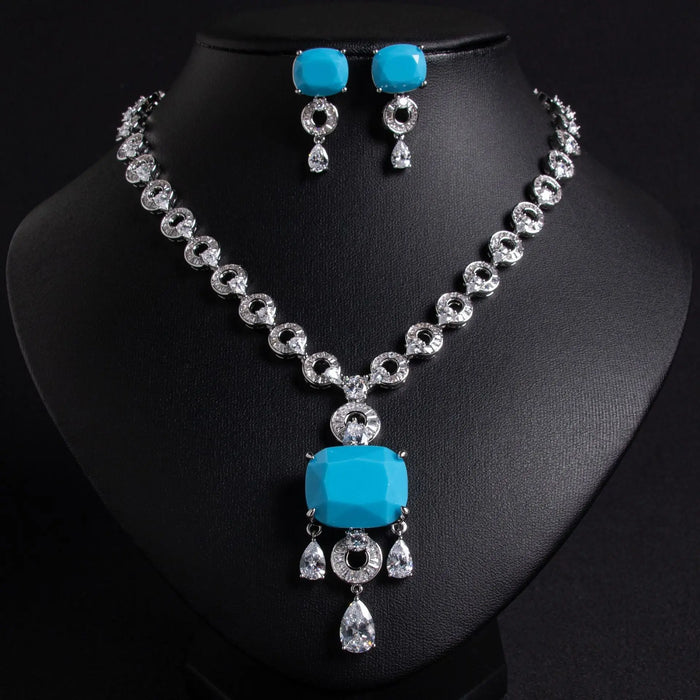 Exaggerated Unique Silver Crystal Bridal Jewelry Set JW037 Sheer Fairy