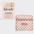 Extra Large Quick-Dry Hair Towel Wrap - Terracotta Checker