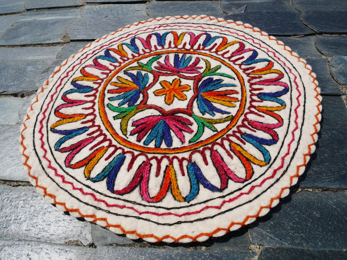 Floor seating pad, meditation cushion felted chair pad | boho seat pad - Namda - The Shanti Home