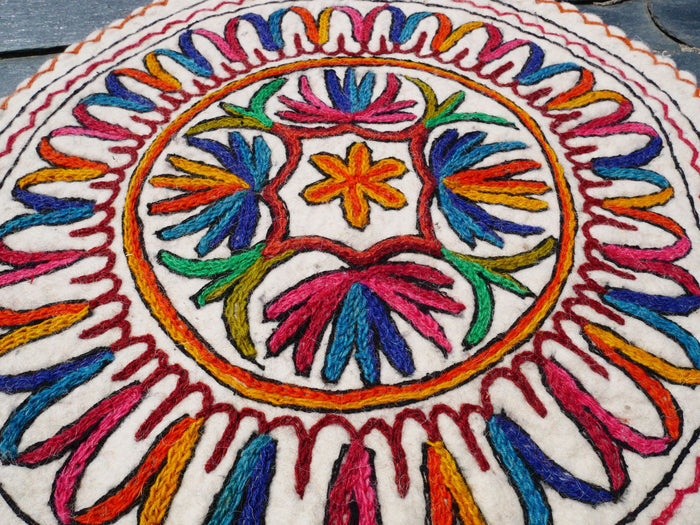 Floor seating pad, meditation cushion felted chair pad | boho seat pad - Namda - The Shanti Home