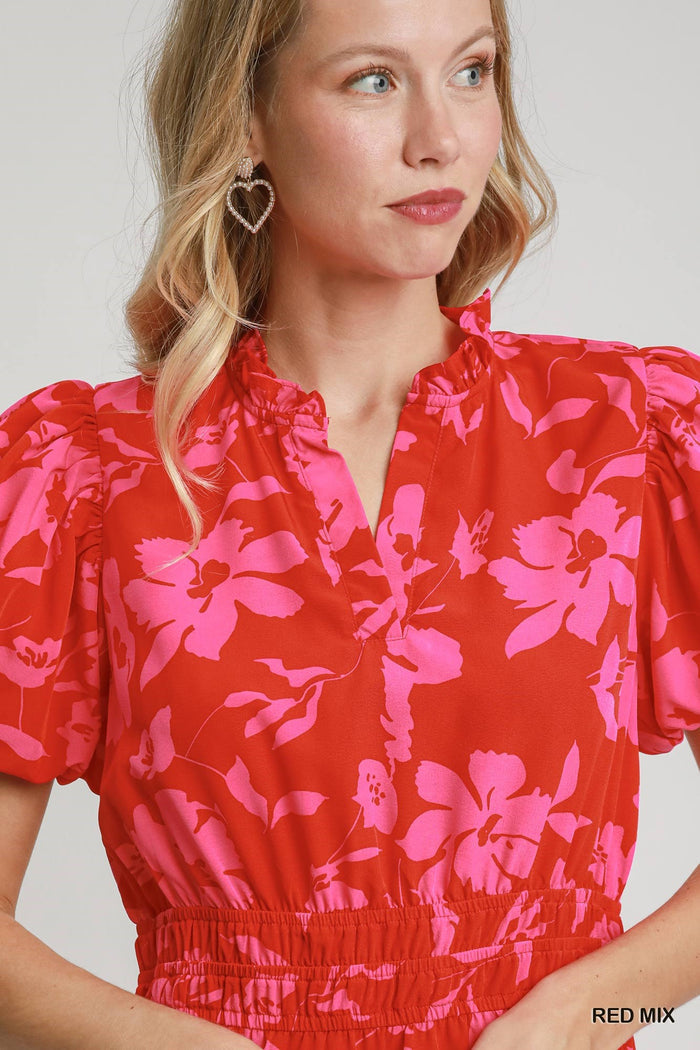 Floral Smocked Waist Dress