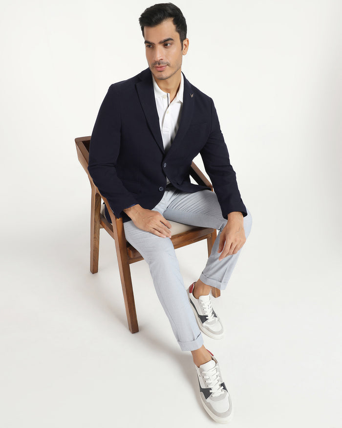 Formal Navy Textured Blazer - Caron