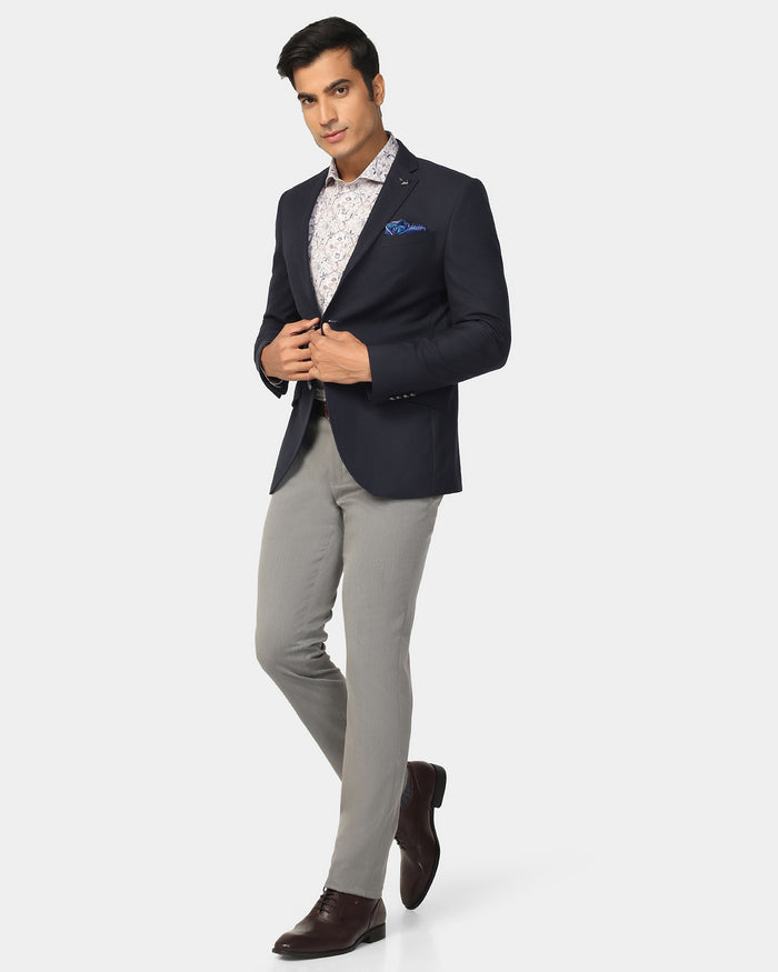 Formal Navy Textured Blazer - Quaint