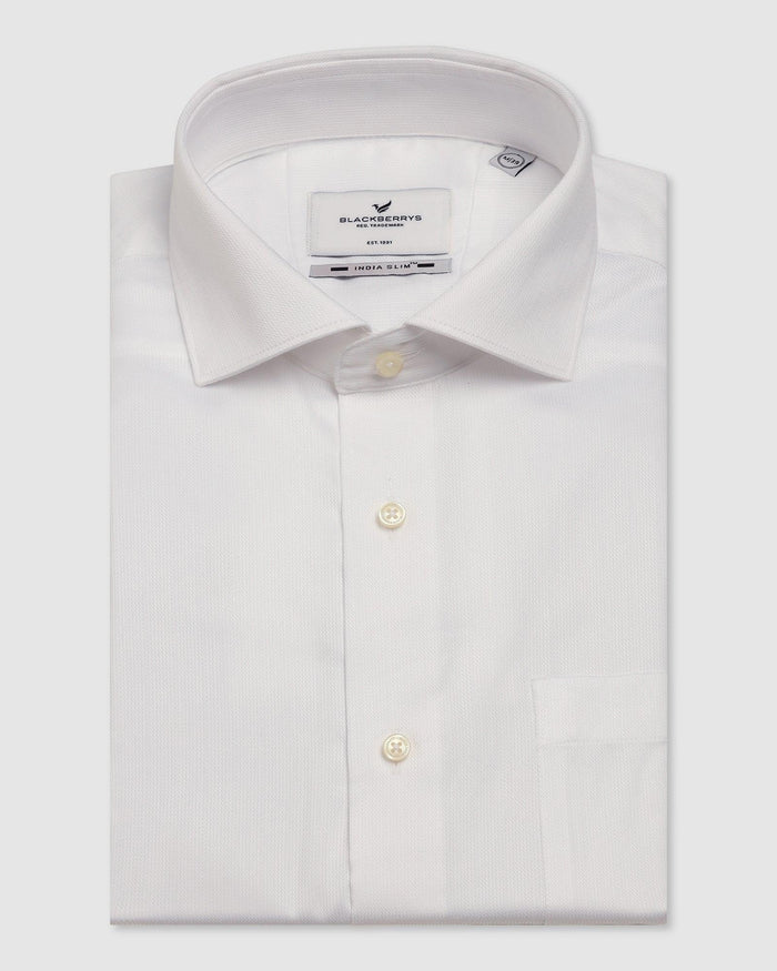Formal Super White Textured Shirt - Hemp