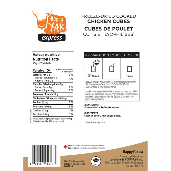 Freeze-Dried Cooked Chicken Cubes (50g)