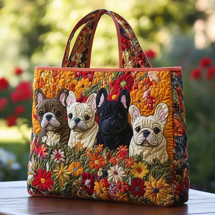 Frenchie Garden | Handmade Quilted Tote