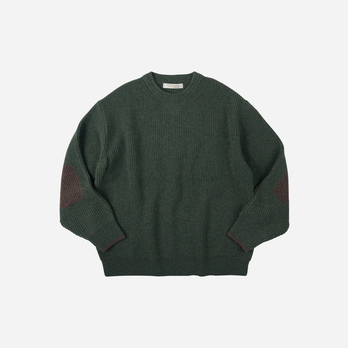 Frizmworks Patch Round Pullover Knit - Forest Green
