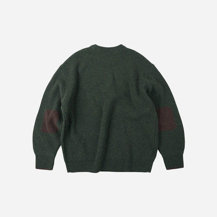 Frizmworks Patch Round Pullover Knit - Forest Green