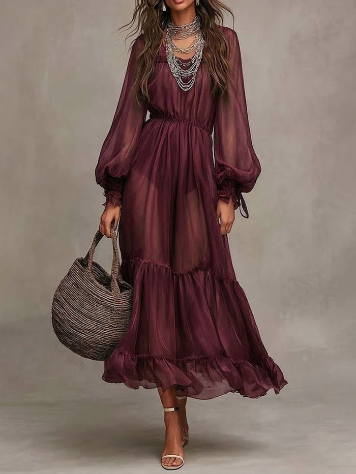 Gerda | Elegant V-Neck Midi Dress