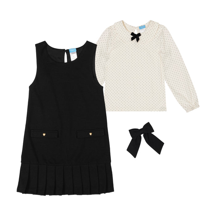 Girls' Dress, Top And Bow Set