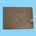 Globe & Laurel Embossed Leather Card Holder - BROWN