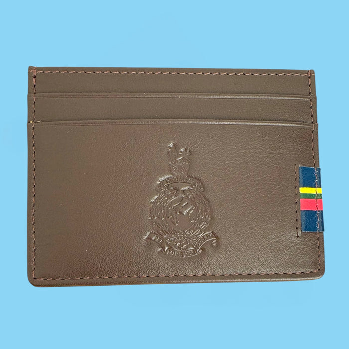 Globe & Laurel Embossed Leather Card Holder - BROWN