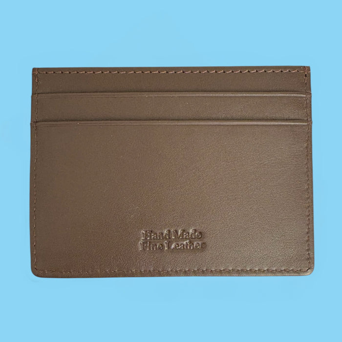 Globe & Laurel Embossed Leather Card Holder - BROWN