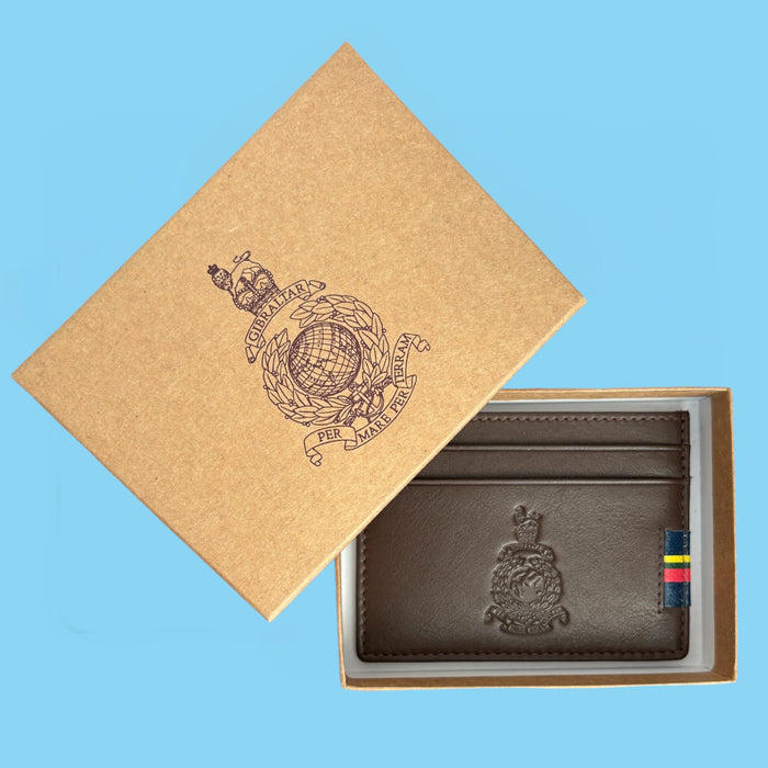 Globe & Laurel Embossed Leather Card Holder - BROWN