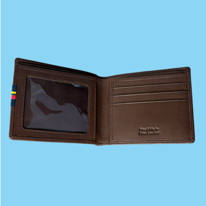 Globe & Laurel Embossed Leather Wallet - BROWN