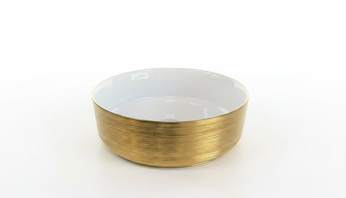 Gold and White Round Basin
