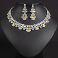 Gold Statement Cluster Crystal Bridal Jewelry Set JW044 Sheer Fairy