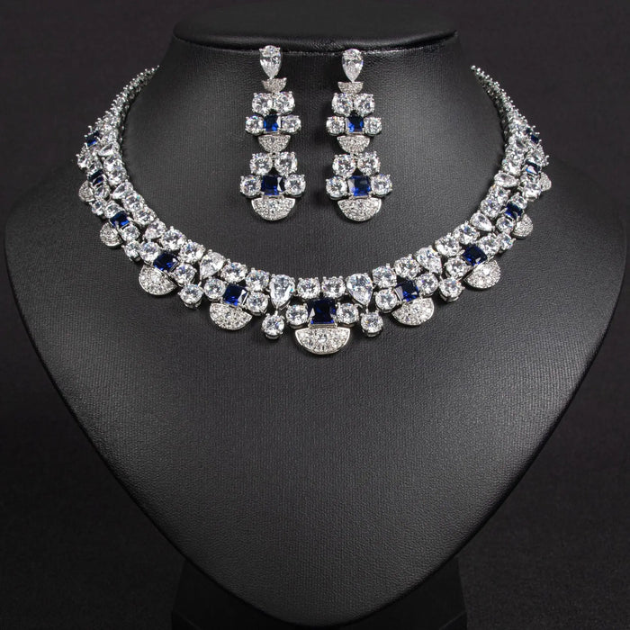 Gold Statement Cluster Crystal Bridal Jewelry Set JW044 Sheer Fairy