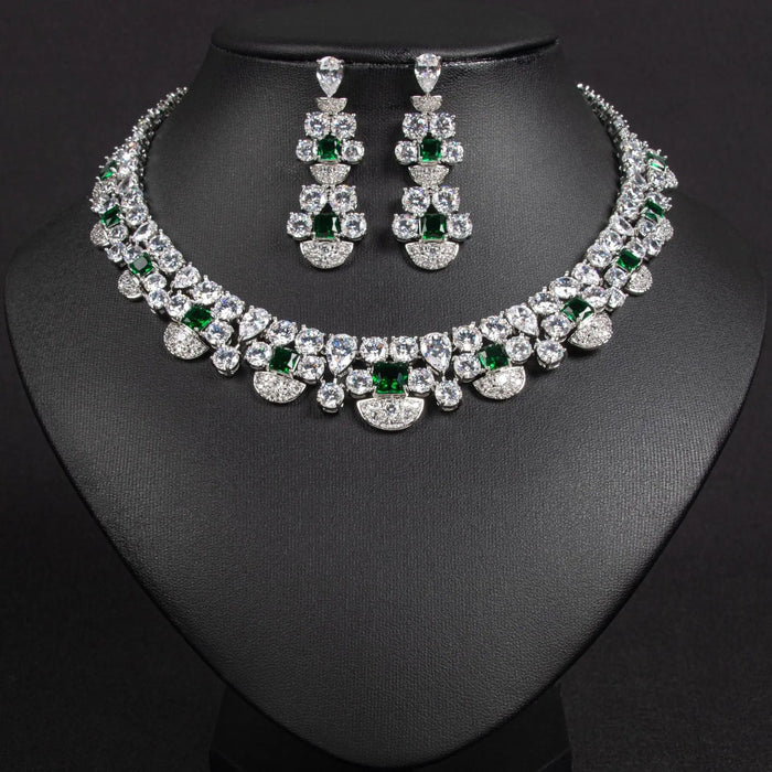 Gold Statement Cluster Crystal Bridal Jewelry Set JW044 Sheer Fairy