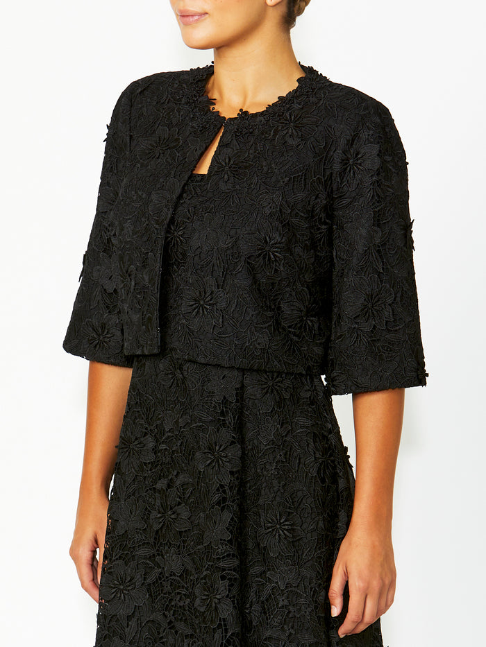 Women's Lace Cropped Jacket in Black | Greta