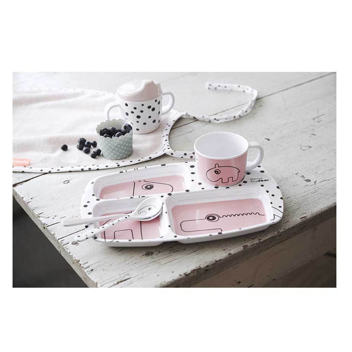 Done By Deer Happy Dots Compartment Plate – Powder | Koop.co.nz
