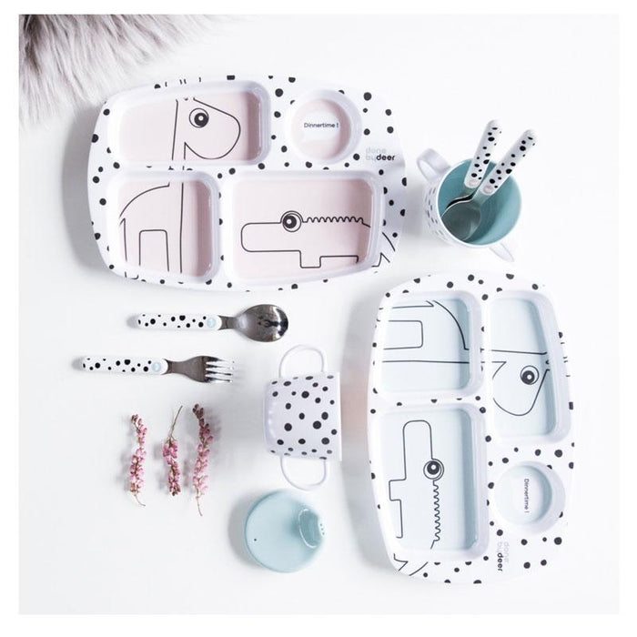 Done By Deer Happy Dots Spoon & Fork Set - Powder | Koop.co.nz