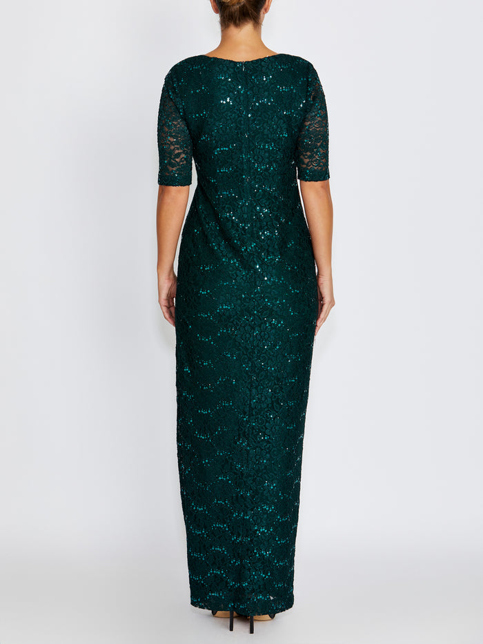 Helena Evergreen Stretch Lace Gown