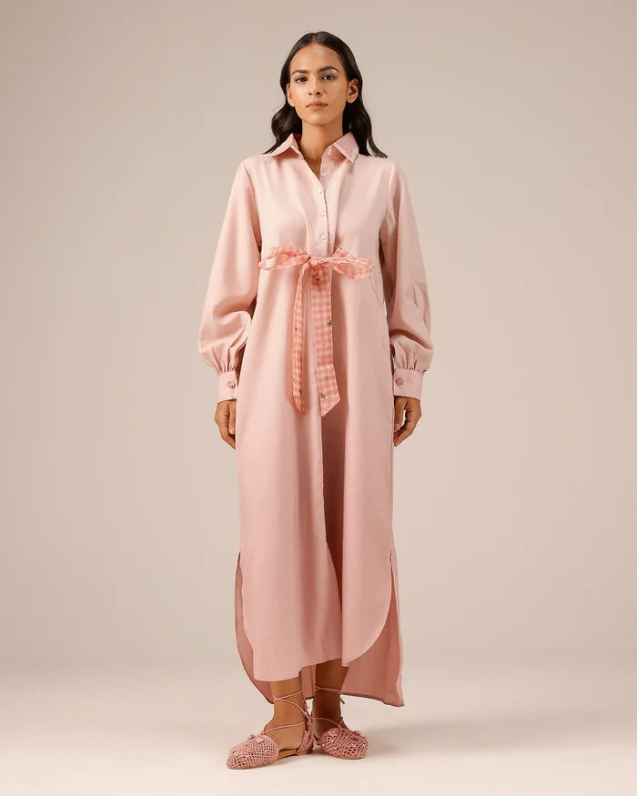 Pink Hibiscus Linen Midi Dress - OurDve