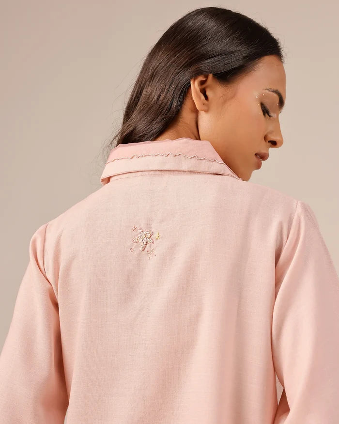 Pink Hibiscus Linen Midi Dress - OurDve