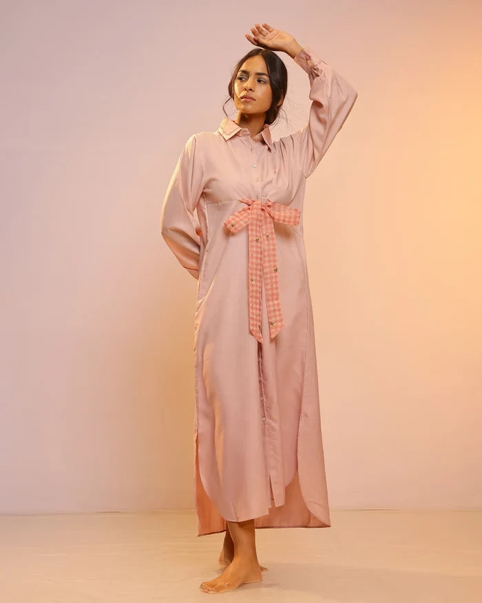 Pink Hibiscus Linen Midi Dress - OurDve