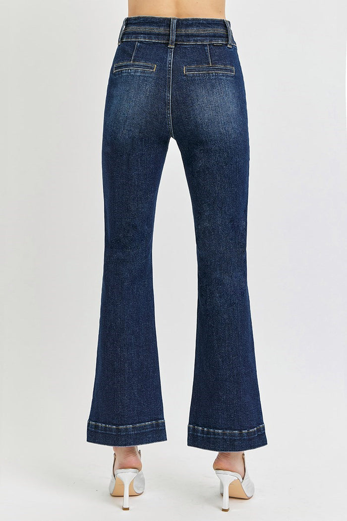 High-Rise Ankle Bootcut Jeans with Double Waistband (Plus)