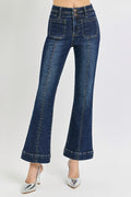 High-Rise Ankle Bootcut Jeans with Double Waistband (Plus)