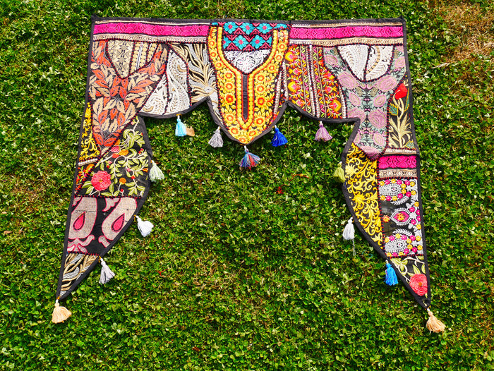 Indian Door hanging - Boho door valance | bohemian wall hanging - patchwork tapestry |  multicolor
