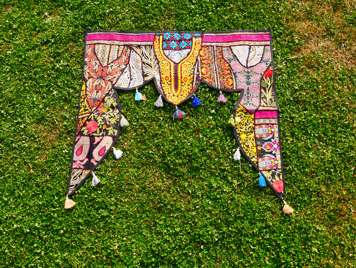 Indian Door hanging - Boho door valance | bohemian wall hanging - patchwork tapestry |  multicolor