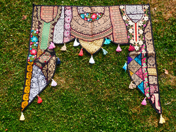 Indian Door hanging - Boho door valance | bohemian wall hanging - patchwork tapestry |  multicolor