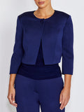 Jackie Navy Satin Cropped Jacket